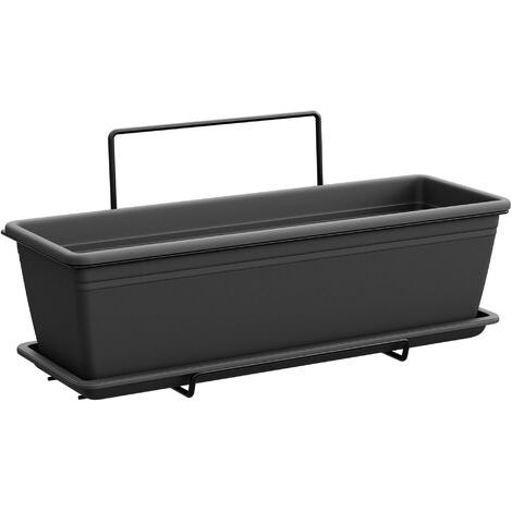 Vaso in plastica 100% riciclata Muro mare Basic con supporto incluso "Made in Italy" -80 cm / Antracite (1/4)