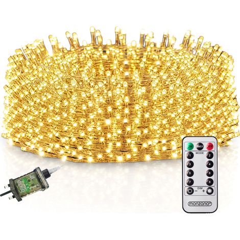 MONZANA® 600 LED Christmas Icicle Lights, Warm White Outdoor Fairy Lights with Remote Control, Hanging Rain Light for Christmas Decorations and Home Decoration, Indoor/Outdoor Mains Powered (1/5)