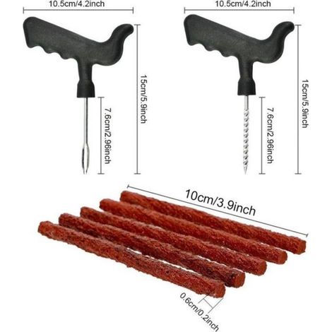 Kit Réparation Pneus Tubeless - 30 Mèches 10 cm - Diamètre 6 mm - Pour Voiture Moto Tracteur - 1 Kit (1/5)