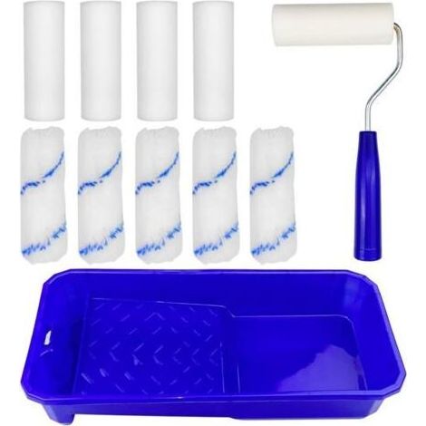 Kit 10 Rouleaux Peinture, Pinceaux Angles Murs, Bac à Peinture, Idéal pour Plafonds et Murs, Outil de Décoration (1/5)