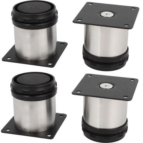 CSPARKV Lot de 4 Pieds de Meubles de Cuisine en Acier Inoxydable - Réglables - Ronds - 50 x 50 mm-Avec vis (1/5)