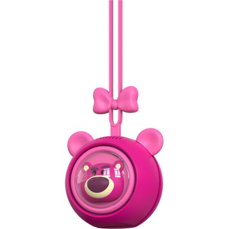 Nouveau ventilateur de cou pour étudiants, portable, longue durée de vie de la batterie, mini, silencieux, en forme d'ours fraise de dessin animé. (1/5)