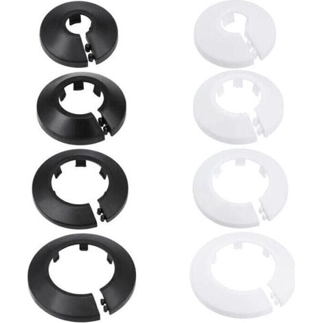 Copritubo decorativo da 16 mm in PP, rosetta per radiatore, copritubo per acqua, nero, 8 pezzi (1/4)