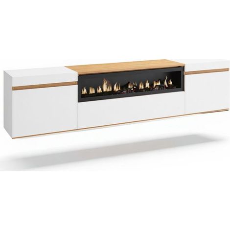 Mueble TV Kavos Wall Chimenea Blanco - Roble Arena (ancho) x 45cm (alto)