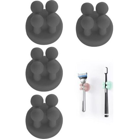 Lot de 4 Supports en Silicone pour Brosse à Dents, Auto-adhésif, Étanche, pour Salle de Bain