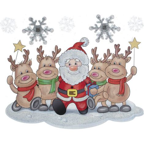 POP UP Santa Claus und Company Aufkleber - Rentier mit weihnachtsmann