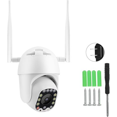 Caméra de surveillance domotique WiFi PTZ 2,5 pouces 1080P 13LED, IP65 extérieure, 110-240V (US) (1/5)