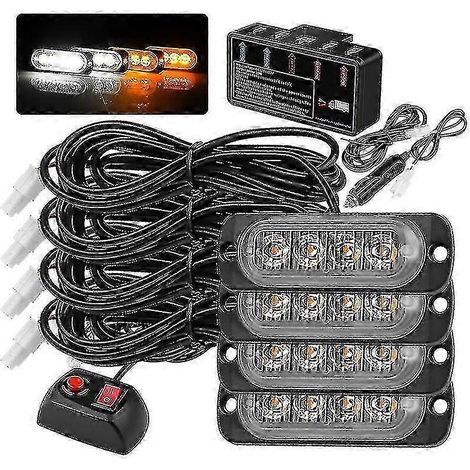 Feu clignotant LED 4 en 1 pour voiture, 16 W, 18 modes, feu de signalisation latéral pour camion, feu stroboscopique LED pour véhicule (1/5)