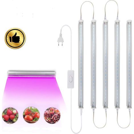 Ampoules de croissance Lot de 5 tubes LED T5 à spectre complet pour plantes - 12,6 pouces - Pour l'intérieur - Pour légumes (1/5)