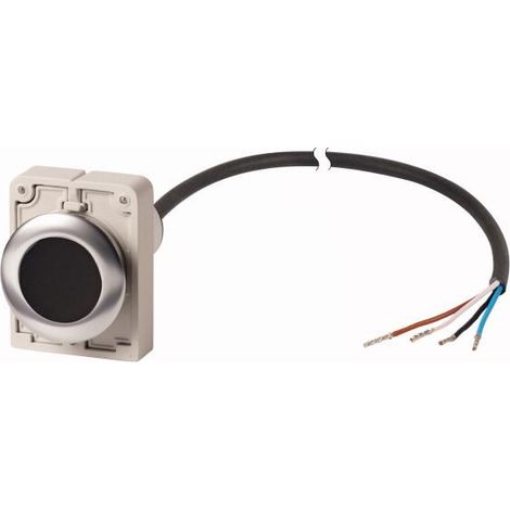 Bouton-poussoir RMQ Compact Flat à rappel 1 N/O noire cable (noire) extrémité ouverte 4-pole EATON C30C-FD-S-K01-P62