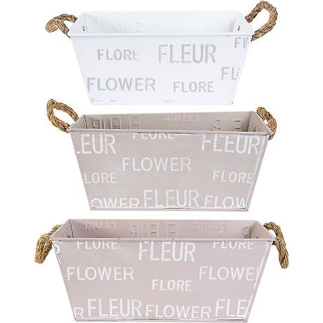 Lot de 3 pots de fleurs oblongs (1/3)