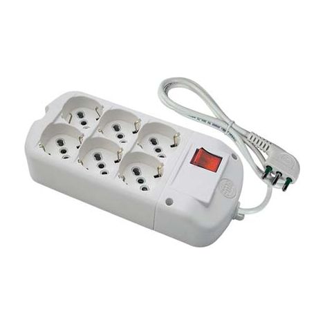 MULTIPRESA BIPASSO SCHUKO + INT.LUM FME  BIANCO POSTI 6 2P+T 16A n°XMMQ 3X10 MT 15