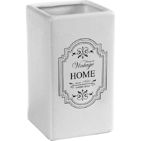Kaela - Porta Spazzolini Bicchiere Ceramica Vintage Home 6x11cm Colori Assortiti 749568 - (1/3)