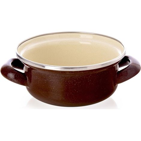 Vaso in smalto marrone, 14 cm, 600 ml