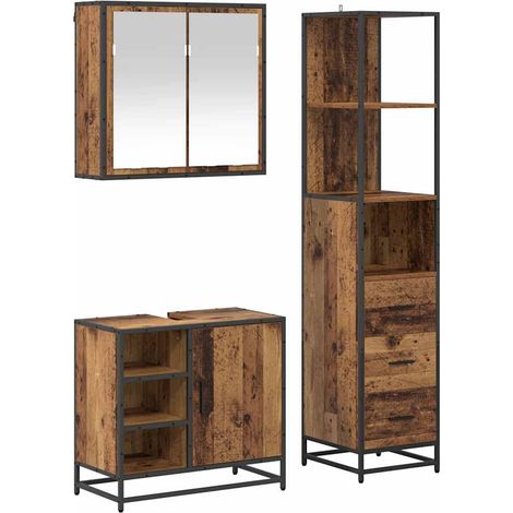 Maison Exclusive - Set di mobili per il bagno 3 pz Legno vecchio 65 x 33 x 60 cm (1/5)