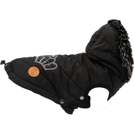Veste matelassée Chaude pour Chien, Veste Confort Petite Taille 30 cm, Fermeture réglable à Clip, Capuche Amovible et Trou pour Laisse. Doté d'un Bouton Ferme Capuche