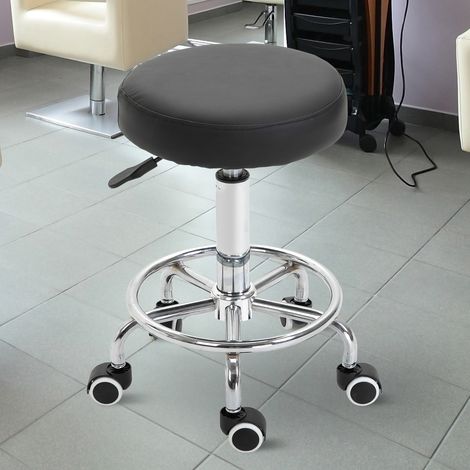 Rollhocker, Massagehocker mit verstellbarer Höhe (50–64 cm), gepolstertem Sitz, 360° drehbar, schwarz