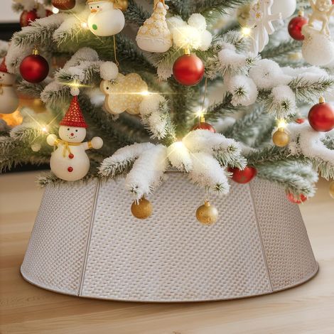 Collare Albero Natale Metallo Bianco 50 cm Copertura (1/5)