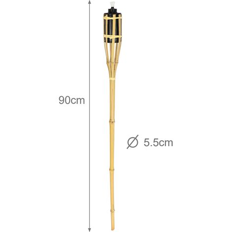 Wolketon Bambus Gartenfackel, 24er Set Bambusfackeln Fackel, Outdoor Fackeln mit Ersatzdocht, Öllampe Wegleuchte, Höhe: 90 cm (1/4)
