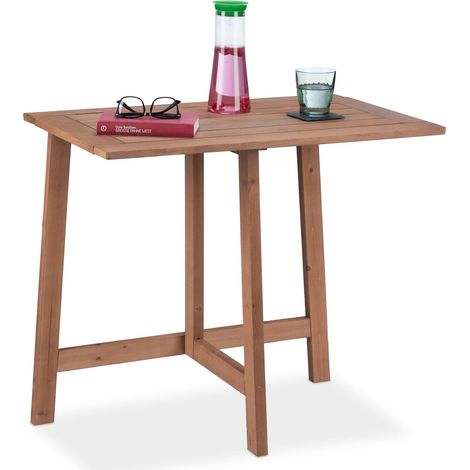 Relaxdays Tavolino Pieghevole, da Parete, Balcone e Giardino, Legno di Abete, Outdoor, HxLxP: 73x80x50 cm, Marrone (1/5)