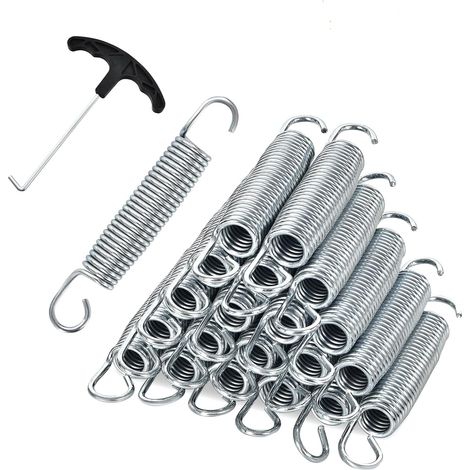 COSTWAY Lot de 20 Ressorts de Trampoline, Ressorts en Acier Galvanisé Robuste, avec Outil de Traction en T, Kit de Remplacement de Trampoline Antirouille, 14CM (1/5)