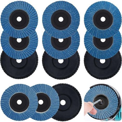 12 Stück Fächerschleifscheibe, 76 mm Fächerschleifscheibe, 40/60/80/120 Körnung Fächerschleifscheibe, Schleiffächerscheibe zum Entfernen von Entgraten, Polieren, Rost, Endbearbeitung (1/5)