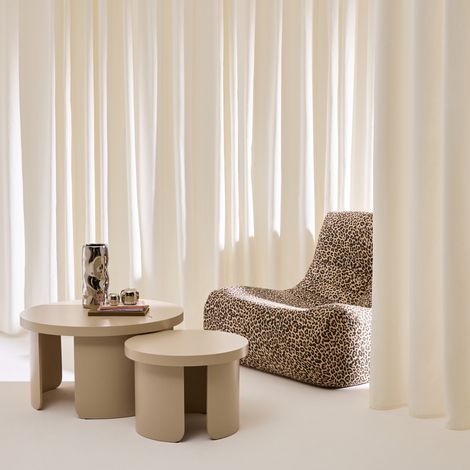 Set de 2 tables basses gigognes rondes beige - Luma (1/5)