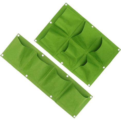Jardinière murale verticale verte à 4 et 6 poches (1/5)