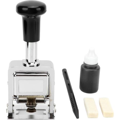 Number Stamp Portable Zinc Alloy Housing 6 Digits Automatic Self Inking Numbering Stamp Machine for Accounting