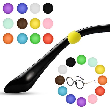 12 paires de poignées clips d'oreille en silicone antidérapantes, coussinets d'oreille de lunettes anti-dérapants, pince d'oreille en silicone, crochets de lunettes (12 couleurs) (1/5)