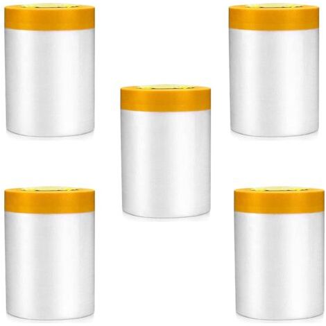 5 Rouleaux Papier de Masquage Peinture, Film de Masquage avec Ruban Adhésif, Masker avec Ruban de Adhésifs Masquage Peinture, pour Meuble de Protection (55cm×20m) (1/5)