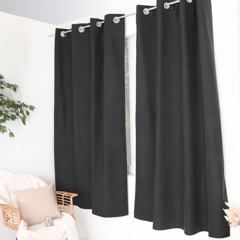 Rideau thermique FJORD 140 x 180 cm – Toile polyester – Doublure polaire noire - 140x180cm - Gris anthracite (1/2)
