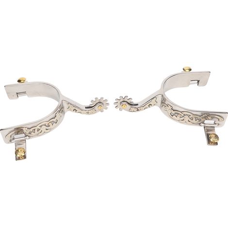 Lot de 2 éperons de cowboy western en acier inoxydable avec engrenage rotatif pour les passionnés d'équitation (1/5)