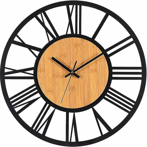 horloge Murale Mtal Bois 40cm Horloge Murale Silencieuse Sans Bruit Tic-tac Dcoration Salon Chambre Cuisine Bureau Domicile Grande Pendule Murale