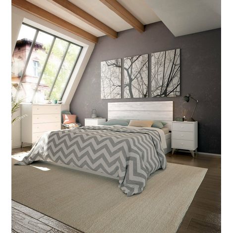 Dmora Mesita de noche con tres cajones, color blanco, 56 x 40 x 34 cm., con embalaje reforzado (1/4)