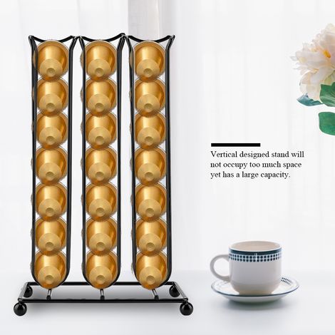 Support de rangement pour capsules de café en fer chromé noir, pouvant contenir 42 capsules. (1/5)