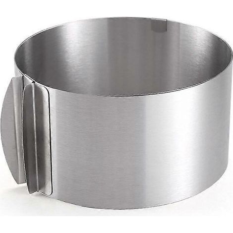 Cercle à pâtisserie ajustable - acier inoxydable - clips de fixation - moule à charnière robuste, idéal pour vos créations pâtissières, argent mat (1/5)