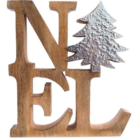 Décoration de Noël message à poser en bois grand modèle ICE