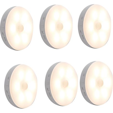 Lampe LED ronde à détecteur de mouvement, lampe de placard rechargeable USB, éclairage sous meuble/comptoir, veilleuse (1/5)