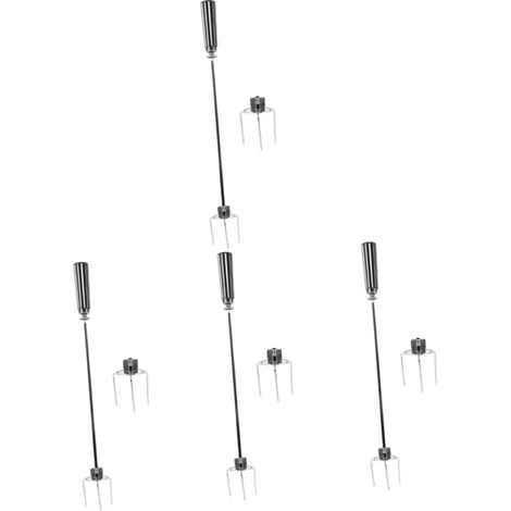 Ensemble de 4 fourchettes à viande en acier inoxydable pour rôtisserie, churrasco, poulet et autres ustensiles. (1/5)