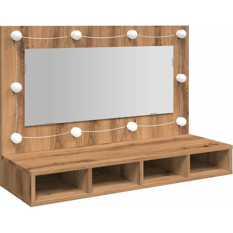 Armoire à miroir avec LED Chêne artisanal 90x31,5x62 cm