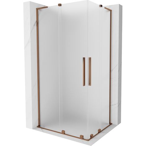 Mexen Velar L Duo cabine de douche coulissante 90 x 80 cm, givré, or rose - 871-090-080-02-33-60 (1/5)
