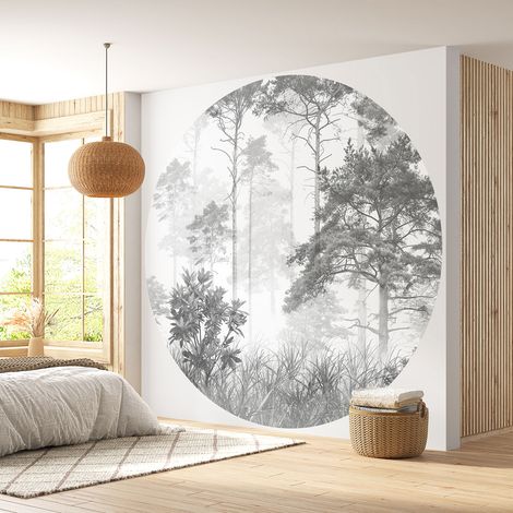 Papier peint rond / cercle - Forêt - Diamètre 80 cm (1/4)