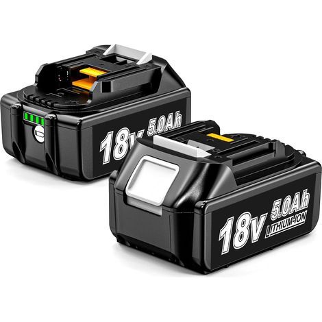 Paquet de 2 18V 5.0Ah Batterie de Rechange pour Makita 18V BL1850B BL1860B Batterie BL1830B BL1850 BL1860 BL1840 BL1830 BL1820 BL1815 avec indicateur LED 5000mAh (1/5)