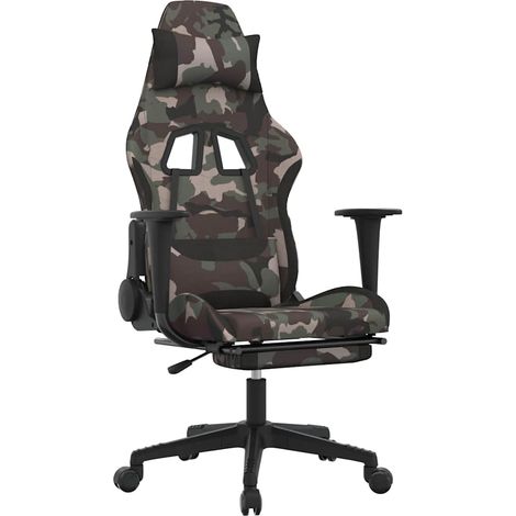Silla gaming de masaje con reposapiés tela negro y camuflaje vidaXL (1/5)