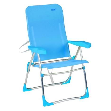 SILLA PLAYA ASIENTO ALTO AZUL RECLINABLE 7 POSICIONES