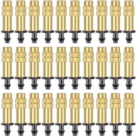 30 Pieces Adjustable Copper Atomizing Nozzle Drip Irrigation Sprayer 4/7mm Atomizing Micro Sprinkler Irrigation Equipment Cooling Garden Greenhouse Vegetables
