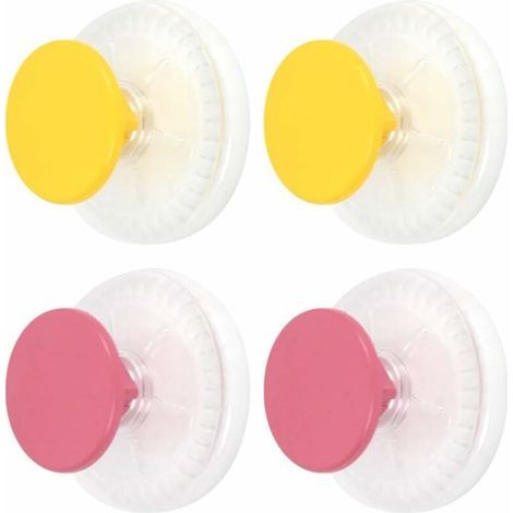 4Pcs Patères Murales Rondes 3,3 x 6,4  en Plastique de Haute Qualité avec Ventouse Robuste Crochet Mural Adhesif pour Serviette Peignoir et Manteau sans Perçage et vis, 2 Couleurs (1/5)