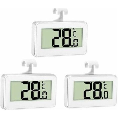 3X Refrigerator Thermometer Digital Freezer Thermometer Refrigerator Room Thermometer Waterproof Freezer Thermometer with LCD Screen and Hook for Temperature Reading (1/5)