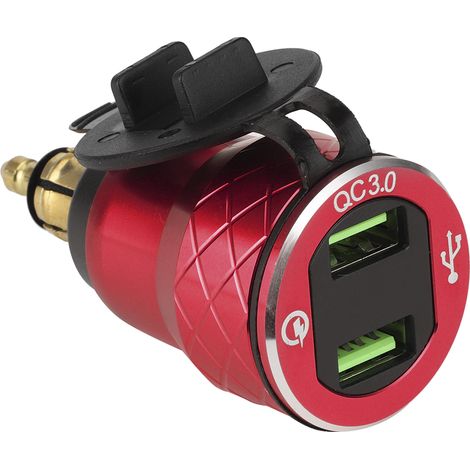 12V-24V Prise USB de Charge pour Moto avec Affichage LED Prise Européenne Rouge (1/5)